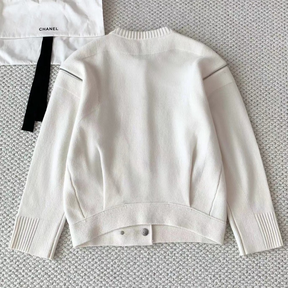 CHANEL White Cardigan Sweater Classic Knit - Picture 2 of 10